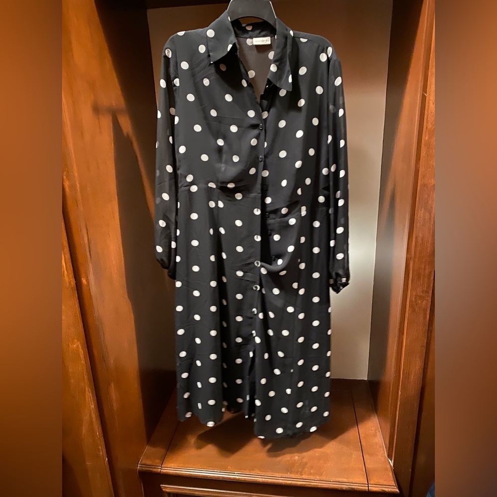 Eva Mendes black polka dot dress in size large